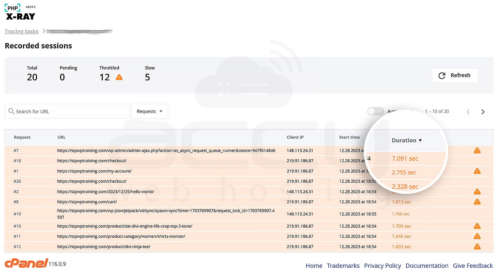 PHP queries taking the longest duration to execute